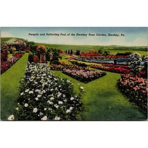 Pergola & Reflecting Pool Hershey Rose Garden Hershey PA Vintage Postcard SPY11